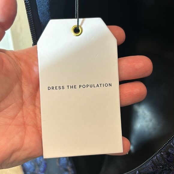 Dress the population anabel floral sequin fit & flare gown navy small new prom - Picture 13 of 16